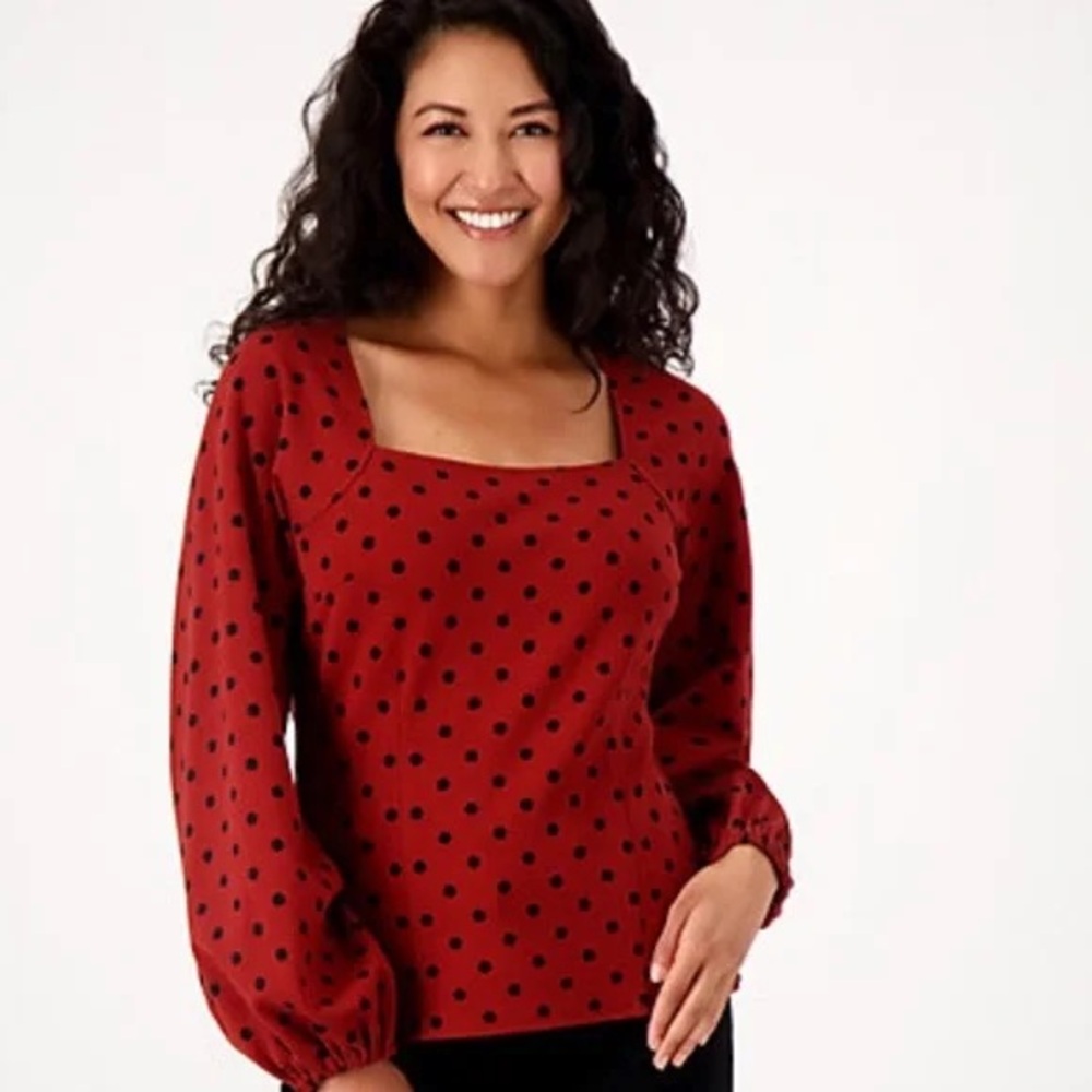 GIRL WITH CURVES Ponte Square Neck Blouse A452082